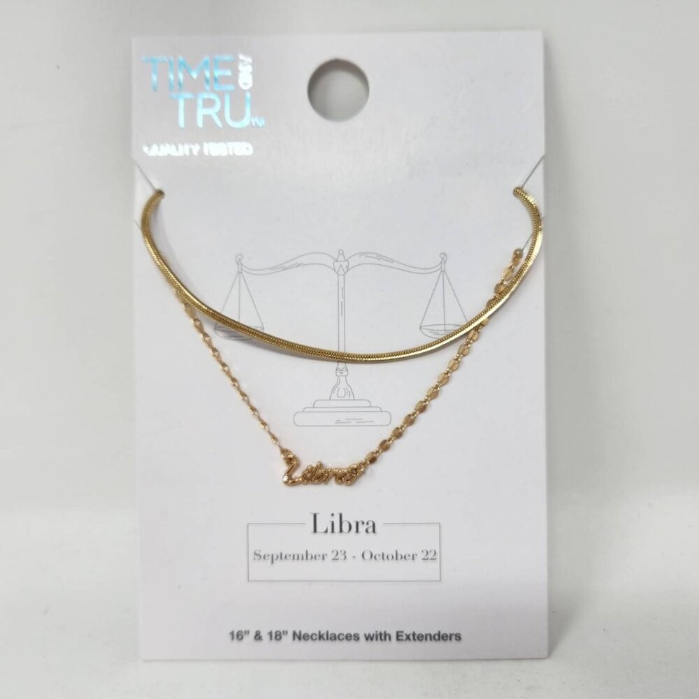 Time And Tru Libra Necklace Set - 16" & 18" Gold Tone with Extenders